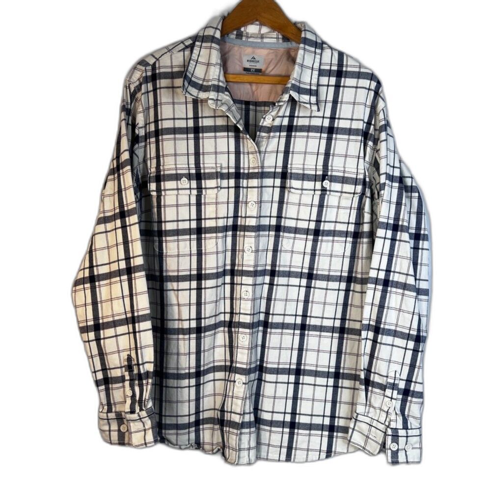 Ridgecut Toughwear Plaid Flannel Button Up Shirt Womens Size 2X Preppy Basic‎